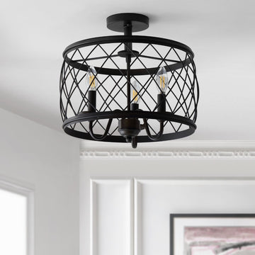 Eleanor 15" Metal LED Semi Flush Mount Ceiling Light - JONATHAN Y